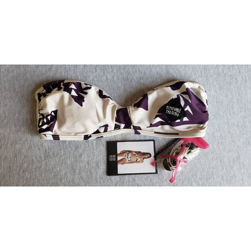 INSIGHT CHIPS LADDER BACK BANDEAU CREAM BIKINI TOP NWT M/6